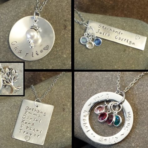 Choice of four different designs of Mother's Necklaces.